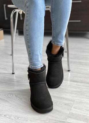 Ugg mini bailey button  black 🆕 шикарные женские угги 🆕 купить наложенный платёж10 фото