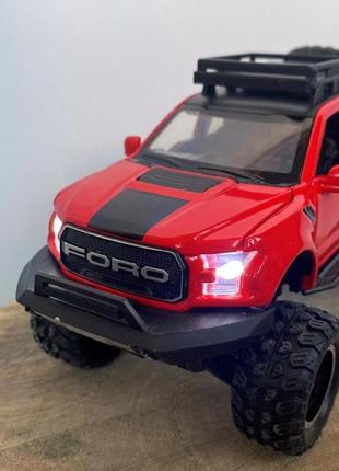 Модель ford raptor f150 машинка ford джип ford f-150, светящиеся фары, звук двигателя, откр. дверь, масштаб7 фото