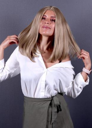 Перука zadira каре блонд жіноча коротка пряма на сітці з термоволосся2 фото