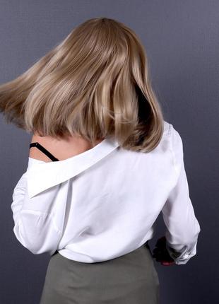 Перука zadira каре блонд жіноча коротка пряма на сітці з термоволосся5 фото