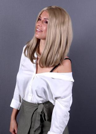 Перука zadira каре блонд жіноча коротка пряма на сітці з термоволосся3 фото