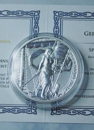 Серебряная монета 1oz леди germania на палубе 5 марок 2021 с сертификатом!6 фото