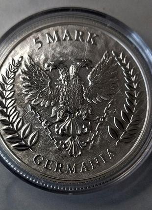 Серебряная монета 1oz леди germania на палубе 5 марок 2021 с сертификатом!5 фото