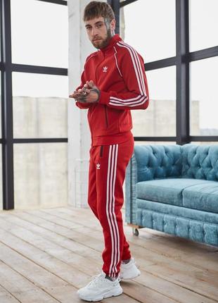 Мужской спортивный костюм теплый adidas красного цвета,костюм спортивный на флисе тёплый.2 фото