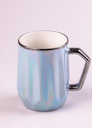 Чашка керамічна glaze 450мл у дзеркальній глазурі чашки для кави блакитний1 фото