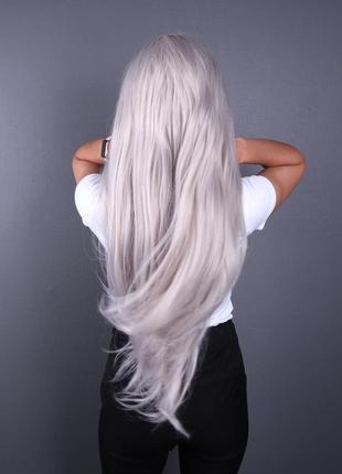Парик zadira платиновый блонд женский длинный прямой на сетке из термоволос
