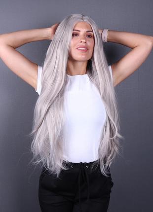 Парик zadira платиновый блонд женский длинный прямой на сетке из термоволос