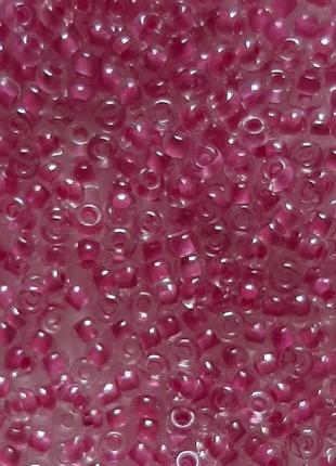 Бисер кристальный с глазурованной серединкой блестящий 38625 розово-сиреневый 50 г
