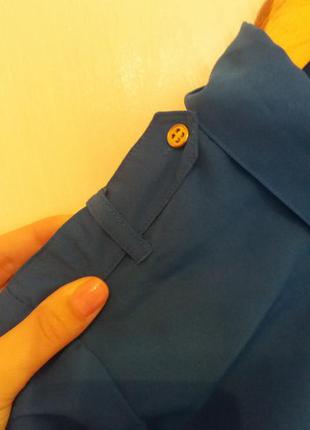 Яскраво синя шифонова рубашка4 фото
