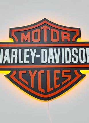 Harley davidson з підсвіткою. логотип харлі девідсон