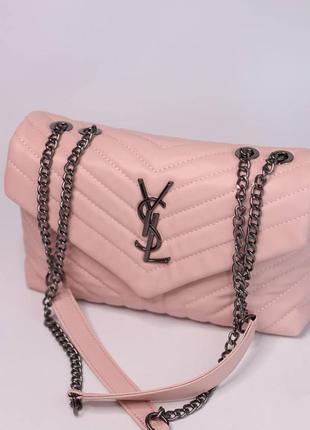 Женская сумка yves saint laurent 30 silver pink, женская сумка, брендовая сумка ив сен лоран, розового цвета3 фото