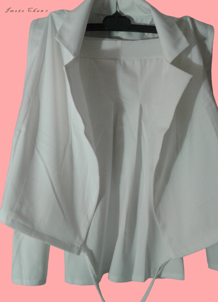 Костюм женский белый плиссе юбка + топ с завязками жакет и плиссированная юбка3 фото