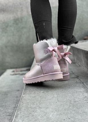 Зимние женские угги на меху ugg серые/розовые (уггі)4 фото