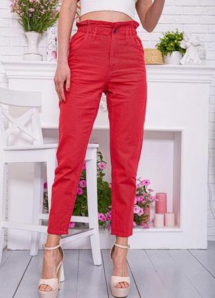 Жіночі прямі джинси мом, червоного кольору, 164r20101 фото