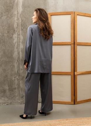 Сорочка жіноча класична шовкова графітова4 фото