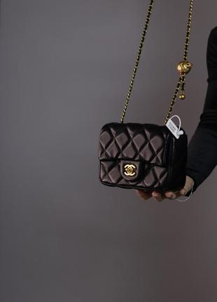 Женская сумка chanel mini 18 black женская сумка, брендовая сумка шанель черная5 фото