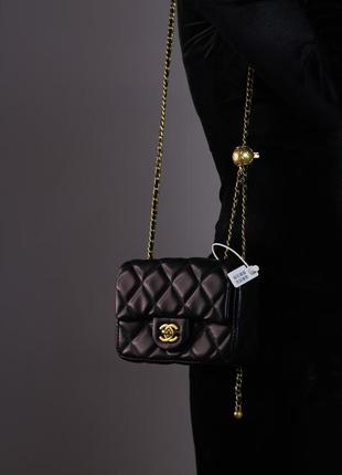 Женская сумка chanel mini 18 black женская сумка, брендовая сумка шанель черная4 фото