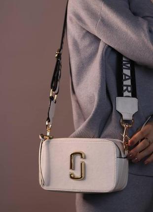 Женская сумка marc jacobs logo white женская сумка, брендовая сумка марк джейкобс белая3 фото