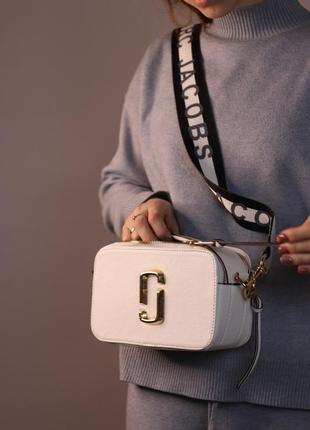 Жіноча сумка marc jacobs logo white женская сумка, брендова сумка марк джейкобс біла4 фото