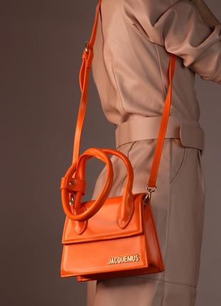 Женская сумка jacquemus le chiquito noeud orange, женская сумка жакмюс оранжевого цвета5 фото