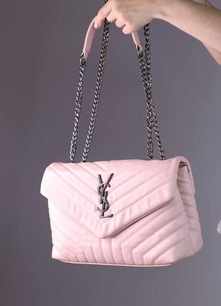 Жіноча сумка yves saint laurent 30 silver pink, женская сумка, брендова сумка ів сен лоран, рожевого кольору