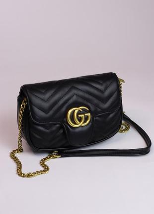 Жіноча сумка gucci marmont medium black, женская сумка, сумка гучі чорного кольору