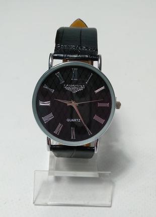 Часы на руку черные класические longines quartz