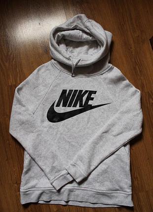 Тепле м'яке худі пуловер з великим написом фліс nike w nsw fnl flc grey
