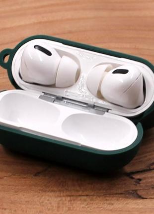 Чехол для airpods pro silicone case microfiber (с микрофиброй) dark green4 фото