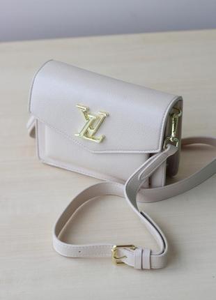 Женская сумка бежевая louis vuitton mylockme beige   женская сумка, брендовая сумка louis vuitton mylockme