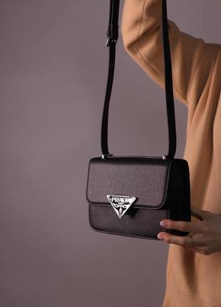 Женская сумка prada saffiano black женская сумка, сумка прада черного цвета, сумка прада черного цвета3 фото