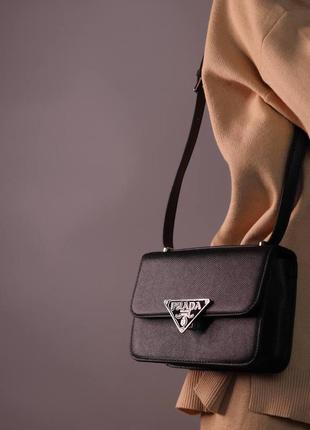 Женская сумка prada saffiano black женская сумка, сумка прада черного цвета, сумка прада черного цвета4 фото