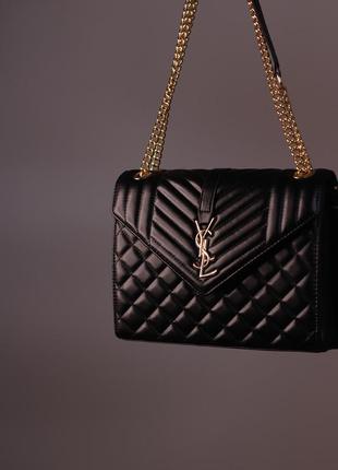 Женская сумка ysl envelope black, женская сумка, брендовая сумка ив сен лоран черная4 фото