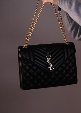 Женская сумка ysl envelope black, женская сумка, брендовая сумка ив сен лоран черная1 фото