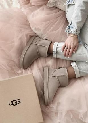 Ugg classic mini beige 🆕 шикарні жіночі уггі 🆕 купити накладений платіж6 фото