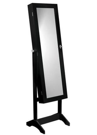 Зеркало напольное со шкафчиком для ювелирных украшений 41х36,5х147 см черное