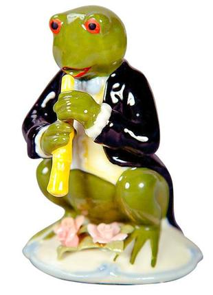 Фигурка декоративная "лягушка с кларнетом" 10х7х11см