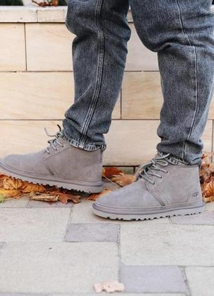 Зимние мужские угги ugg neumel серые (угги ньюмел, ботинки, уггі)