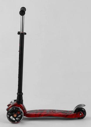 Детский самокат best scooter a 25775. пластмассовый, 4 pu колеса с подсветкой. красный