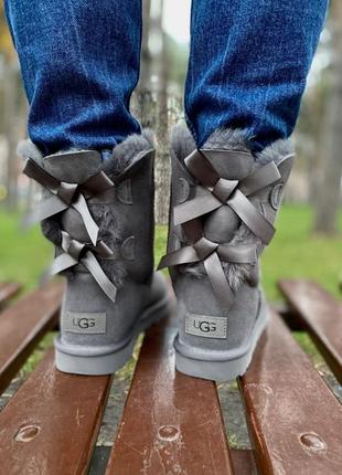 Ugg bailey bow grey 🆕 шикарные женские угги 🆕 купить наложенный платёж9 фото