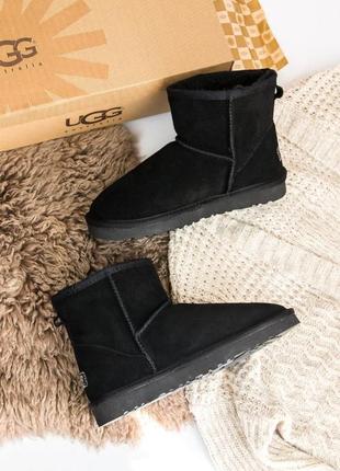 Зимние женские угги на меху ugg australia low черные (австралия лоу, черевики)2 фото