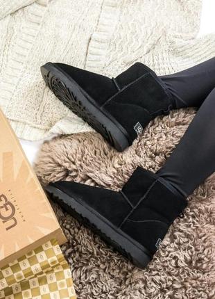 Зимние женские угги на меху ugg australia low черные (австралия лоу, черевики)3 фото