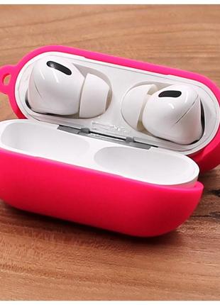 Чехол для airpods pro silicone case microfiber (с микрофиброй) hot pink3 фото