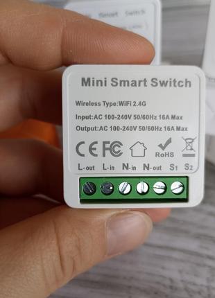 Wi-fi mini smart switch розумний дім wi-fi розумне реле 16a бездротовий вимикач світла розумний вимикач3 фото