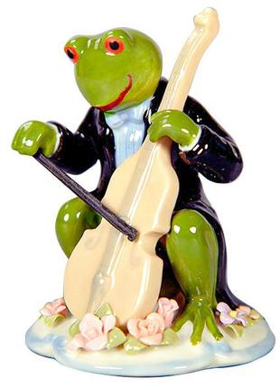 Фігурка декоративна "жаба з віолончеллю" 10х7х11см1 фото