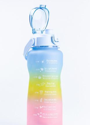 Бутылка для воды набор 3в1 дозатором радуга 0.3л 0.7л 2л синий2 фото