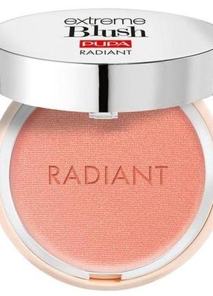 Компактные румяна для лица с эффектом сияния pupa extreme blush radiant, 040 orange vibes, 4 г
