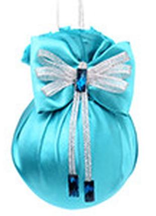 Елочный шар атласный с атласным бантом "бирюзовая подвеска" 8см2 фото