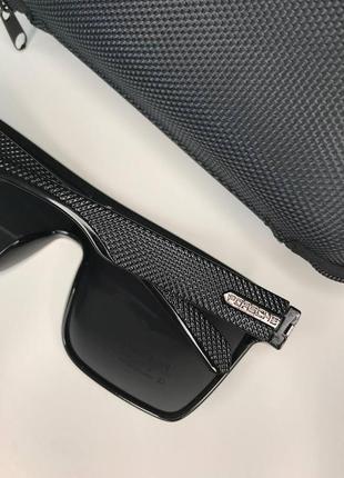 Мужские солнцезащитные очки маска porsche черные глянцевые polarized поляризованные порше антибликовые8 фото