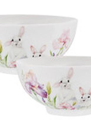 Набор из 2-х салатников "кролик в цветах" 15 см6 фото
